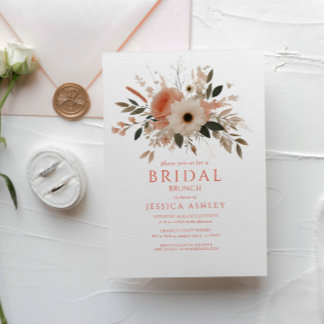 Elegant Pink Floral Bridal Brunch Bridal Shower Invitation