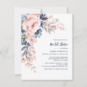 Elegant Pink Floral Bridal Shower Invitation