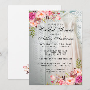 Elegant Pink Floral Bridal Shower Invitation
