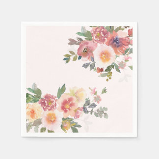 Elegant Pink Floral Bridal Shower Napkin
