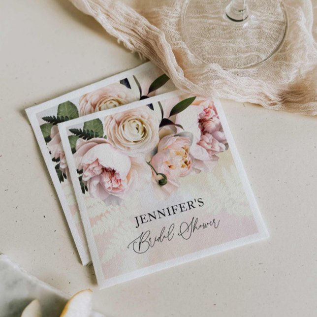 Elegant Pink Floral Bridal Shower Paper Napkin (Elegant Pink Floral Bridal Shower Napkins)