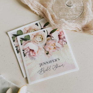 Elegant Pink Floral Bridal Shower Paper Napkin