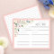 Elegant Pink Floral Bridal Shower Recipe Card