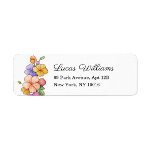 Elegant Pink Floral Bridal Shower Return Label