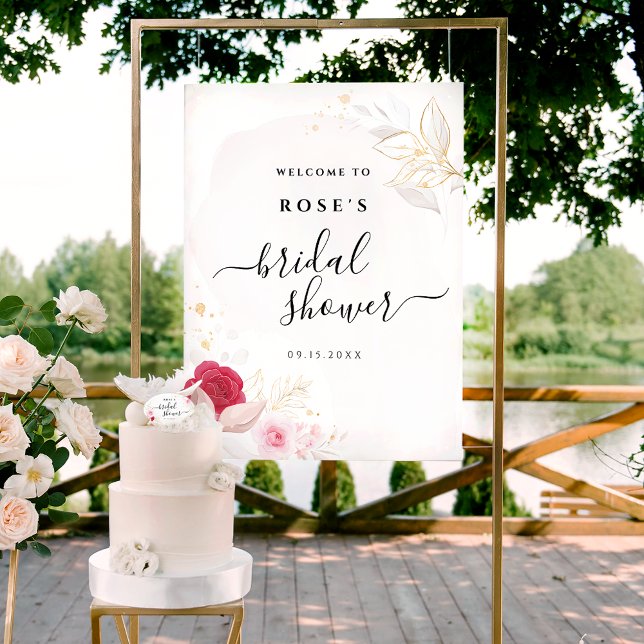 Elegant Pink Floral Bridal Shower Welcome  Poster (Creator Uploaded)