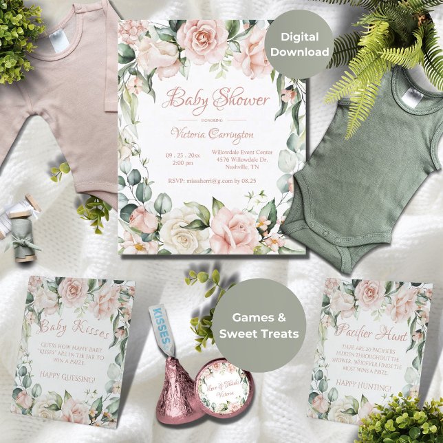 Elegant Pink Floral  Budget Baby Shower Invitation (Creator Uploaded)