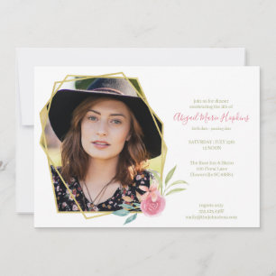 Elegant Pink Floral Celebration of Life Funeral Thank You Card