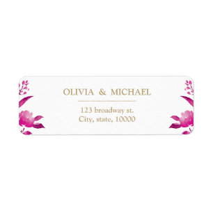 Elegant pink floral Chinoiserie return address