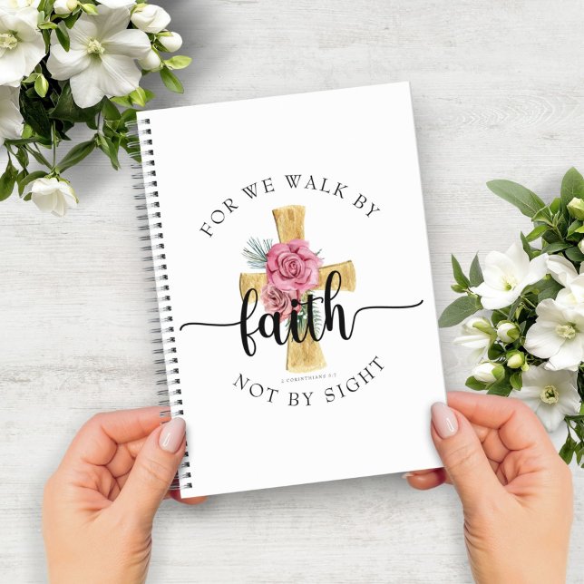 Elegant Pink Floral Cross  Notebook (Elegant Pink Floral Cross Notebook)