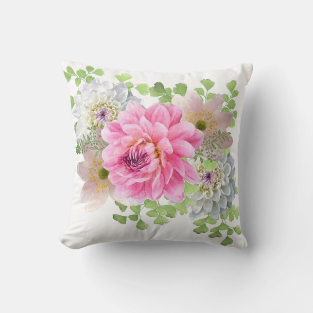 Elegant Pink Floral Cushion (Front)