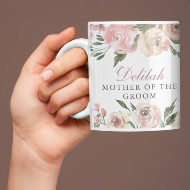 Elegant Pink Floral Custom Mother of the Groom Coffee Mug (Creator Uploaded)