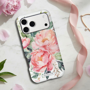 Elegant Pink Floral Custom Name