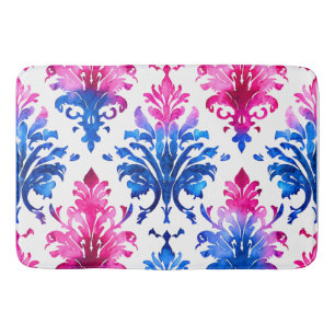 Elegant Pink Floral Damask Pattern Bath Mat