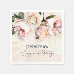 Elegant Pink Floral Engagement Party Paper Napkin