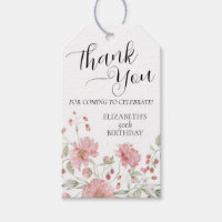 Elegant Pink Floral Fifty 50th Birthday Thank You