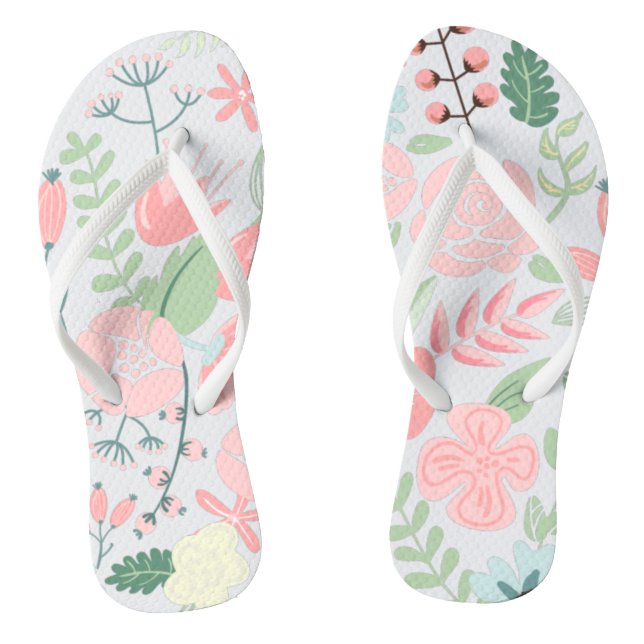 Elegant Pink Floral Flip Flops (Footbed)