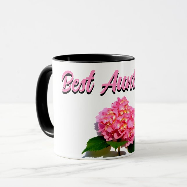 Elegant pink floral flower hydrangea best Aunt  Mug (Front Left)