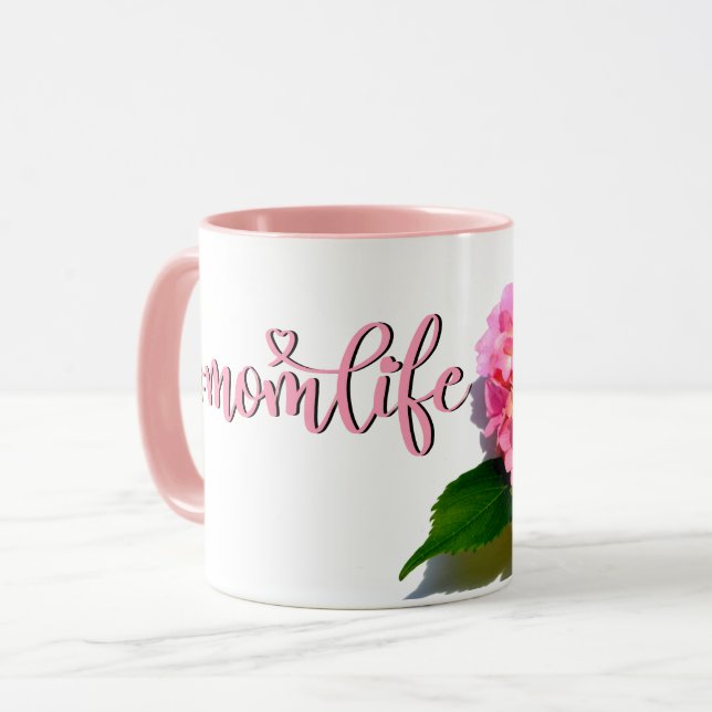 Elegant pink floral flower hydrangea Best Mum Ever Mug (Front Left)