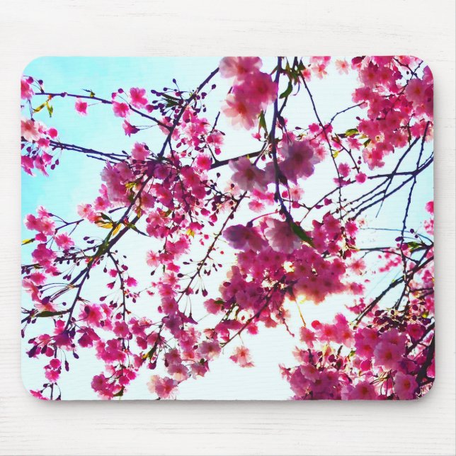 Elegant Pink floral flowers Cherry blossoms Mouse Mat (Front)