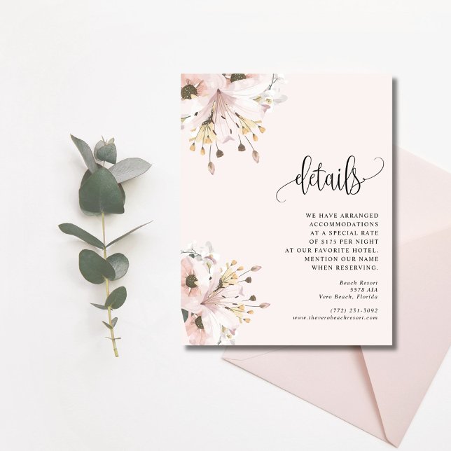 Elegant Pink Floral Garden Wedding Enclosure Card (Elegant Pink Floral Garden Wedding Enclosure Card)