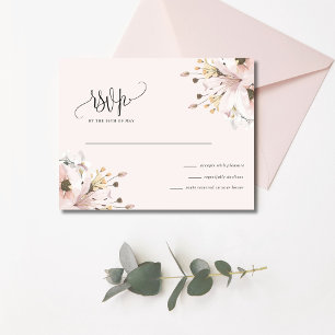Elegant Pink Floral Garden Wedding RSVP Postcard