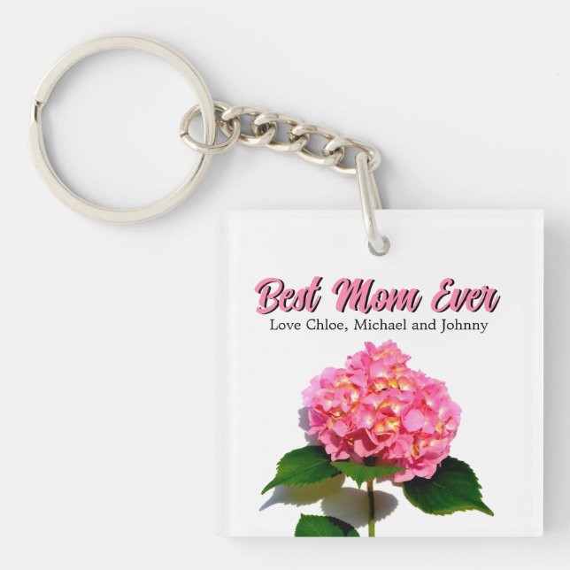 Elegant pink floral gift for mum key ring (Front)