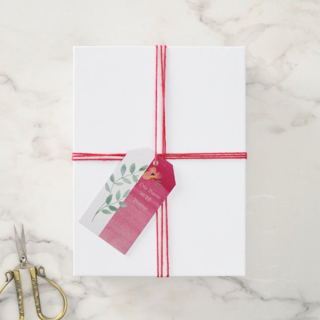 Elegant Pink floral Gift Tags  (With Twine)