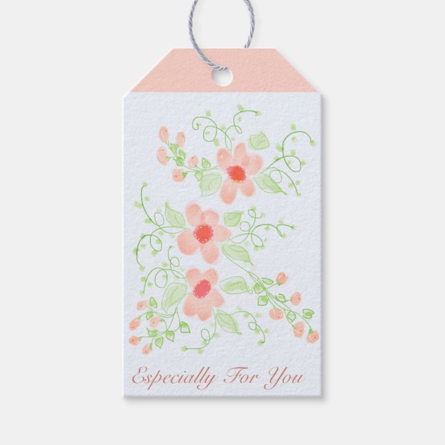 Elegant Pink Floral Gift Tags (Front)