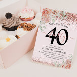 Elegant Pink Floral & Glitter 40th Birthday Party  Invitation<br><div class="desc">Make her 40th birthday a day to remember with our chic pink and rose gold invitations. With a pastel pink watercolor design featuring lush florals and succulent greenery, our elegant invites are a surefire way to get the party started. The 'Shhh... It's a Surprise' element adds an unexpected twist to...</div>