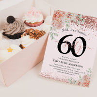 Elegant Pink Floral & Glitter 60th Birthday Party