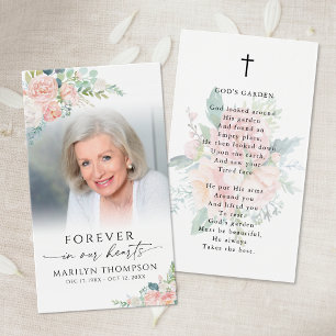 Elegant Pink Floral God's Garden Prayer Card