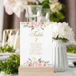 Elegant Pink Floral Gold Wedding Seating Chart<br><div class="desc">A beautiful blush pink peony and ivory floral table number card for your spring or garden wedding reception. Personalise in antique gold script with your guest's names and table number using our custom tool underneath the romantic bouquet of watercolor flowers.</div>