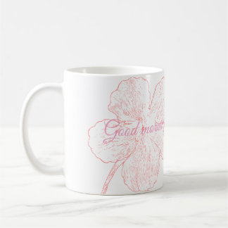 ​Elegant Pink Floral Good Morning Bella Coffee Mug