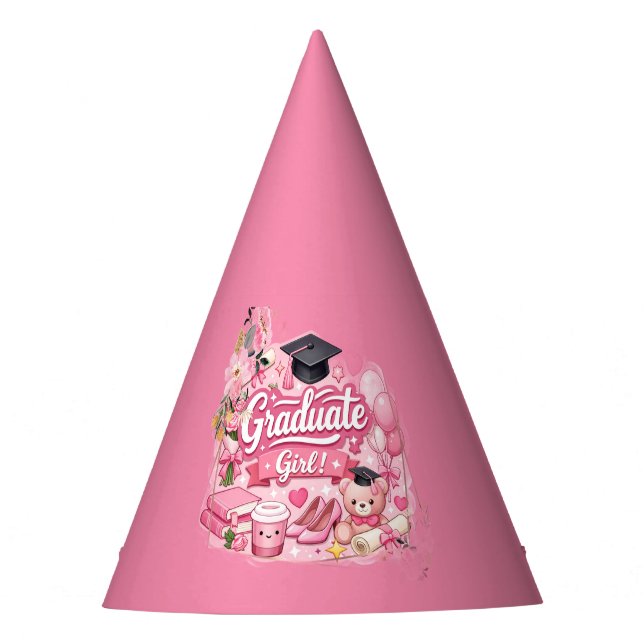 Elegant Pink Floral Graduation Party hat (Front)