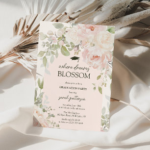 Elegant Pink Floral Graduation Party Invitation