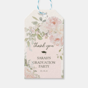 Elegant Pink Floral Graduation  Thank you Favor Gift Tags