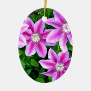 Elegant pink floral green botanical ceramic tree decoration