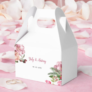 Elegant Pink Floral Hexagon Keepsake Container Favour Box