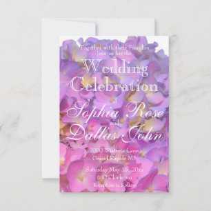 Elegant pink floral hydrangea Wedding Invitation
