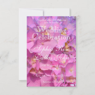 Elegant pink floral hydrangea Wedding Invitation