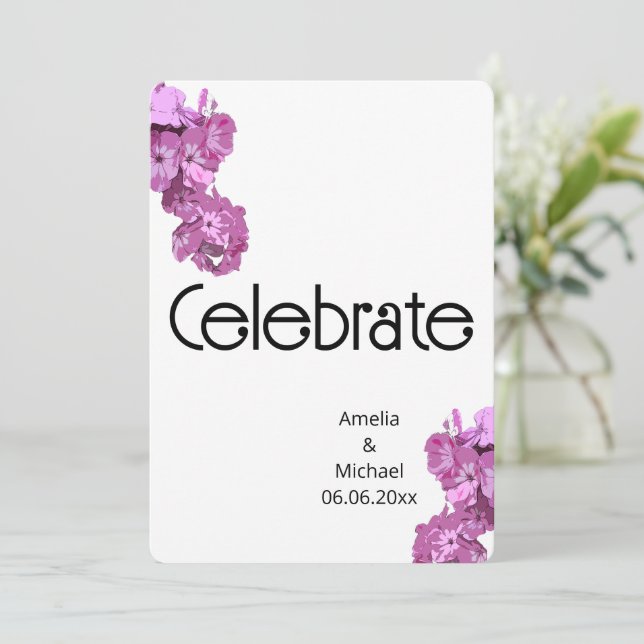 Elegant Pink Floral  Invitation (Standing Front)
