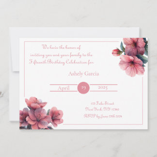 Elegant Pink Floral Invitation - All Events 