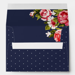 Elegant Pink Floral Midnight Blue Envelope