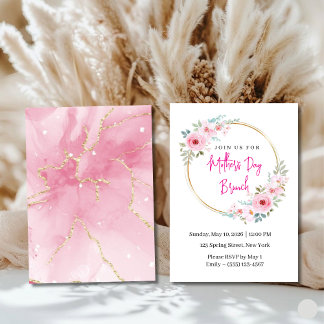 Elegant Pink Floral Mother's Day Brunch Invitation