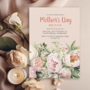 Elegant Pink Floral Mother's Day Brunch Invitation