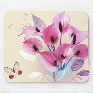 elegant pink floral mouse mat