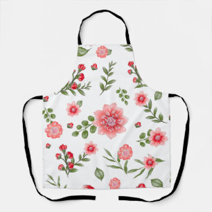 Elegant Pink Floral Pattern Apron