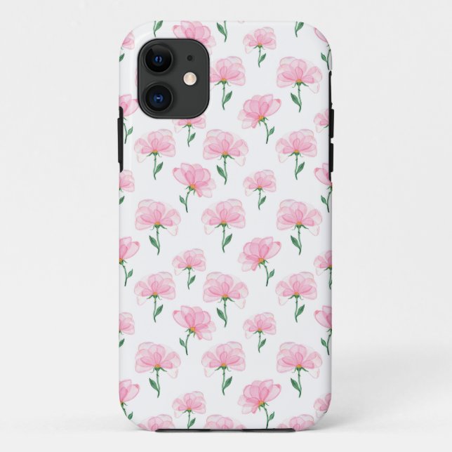Elegant Pink Floral Pattern Case-Mate iPhone Case (Back)