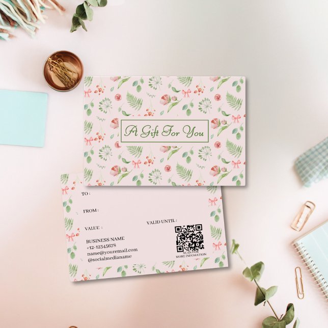 Elegant Pink Floral Pattern Festive Gift Card (Creator Uploaded)