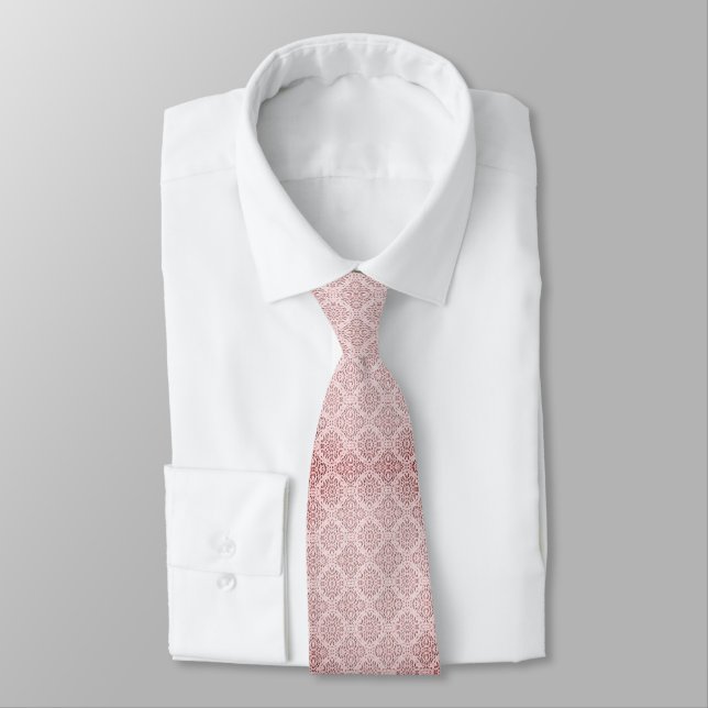 Elegant Pink Floral Pattern Neck Tie (Tied)